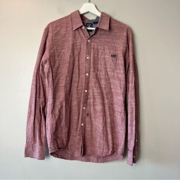 Volcom Red Marled Button Up Men's Shirt Large - Picture 1 of 7